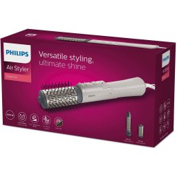 Perie Aer Cald Philips Rotativa 1000W Ingrijire Cu Ioni 2 Accesorii Setare Temperatura De Ingrijire Si Aer Rece Peri Naturali Invelis Ceramic Din Turmalina Alb/Crem