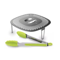 Accesoriu Pentru Philips Airfryer Pentru Chipsuri Si Gustari Sanatoase Cleste De Silicon Compatibil Cu Gama XXL HD9867, HD9650 Argintiu/Verde