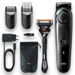 Aparat De Tuns Barba Braun BT5341 39 Setari De Lungime Cap Pentru Precizie 2 Piepteni Aparat De Ras Gillette ProGlide Negru