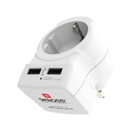 Adaptor Priza SKross UK - SHUKO + 2x USB Alb
