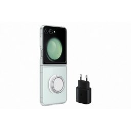 Husa Telefon Samsung Galaxy Z Flip 5 Starter Pack Clear Gadget Case & Travel Adapter 25W Transparent