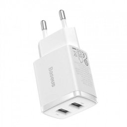 Incarcator Baseus Compact Quick Charger 2x USB 10.5W Alb