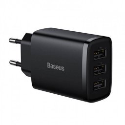 Incarcator Baseus Compact Quick Charger 3x USB 17W Negru