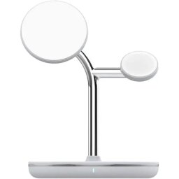 Incarcator Wireless Birou 3-in-1 Tellur TLL151391 Certificat MagSafe 15W Watch 2.5W TWS 5W Alb