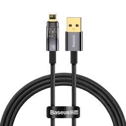 Cablu de date Baseus Explorer Auto Power Off, USB/Lightning, 2.4A, 1m, Negru