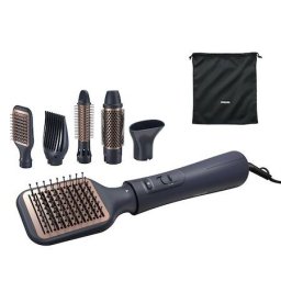 Perie Aer Cald Philips Seria 5000 1000W Include 5 Accesorii Diametru Perie 38mm Ceramica 220-240V 3 Trepte Temperatura 2 Trepte Viteza Negru/Auriu