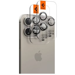 Folie protectie Spigen Optik EZ FIT compatibil cu iPhone 14 Pro / 14 Pro Max / 15 Pro / 15 Pro Max Natural Titanium