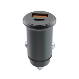 Incarcator Auto Fast Charge Lemontti 65W 2 Porturi PD Type-C 65W + USB-A QC 3.0 Negru
