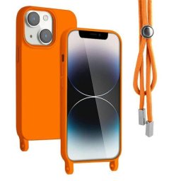 Husa Lemontti Silicon cu Snur pentru iPhone 13 Portocaliu