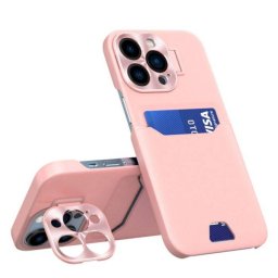 Husa Lemontti Leather Stand pentru iPhone 14 Pro Roz