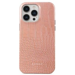 Husa Burga Dual Layer Pink Croco pentru iPhone 15 Pro