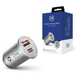 Incarcator Auto 3MK Hyper 45W 3A USB-A USB-C Argintiu