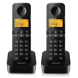 Set 2 Telefoane Philips DECT D2602 Taste Rapide Programabile Negru