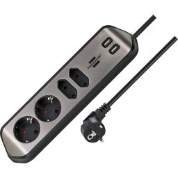 Prelungitor de Colt Brennenstuhl 1153590410 4 Prize 2 Porturi USB Cablu 2 M Negru/Gri