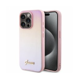 Husa Guess Iridescent Metal Script pentru Apple iPhone 15 Pro Max Roz