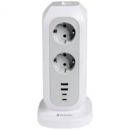 Turn Alimentare Cu Priza Multipla Verbatim Eupt-01 2 x USB-C 2 x USB-A Alb