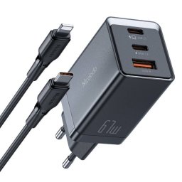 Incarcator Retea Mcdodo 2xType-C 1xUSB-A GaN5 Mini Pro Fast Charger 67W Cablu Type-C Lightning 1.2m Negru