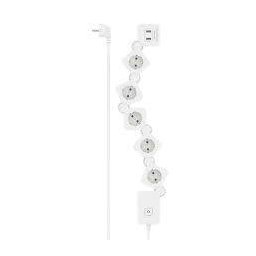 Power Strip Hama 5-Way USB-A 12 W Flexible Switch 1.4 m White