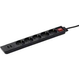 Power Strip Hama 5-Way USB-A 17 W Switch 1.4 m Black