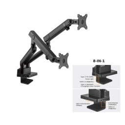 Suport 2 Monitoare Blackmount MNT20-2 De Masa Cu Statie Docking 8-in-1 17-32inch Max 8kg/Brat Otel Negru
