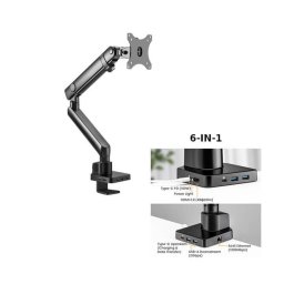 Suport Monitor De Masa Blackmount MNT20 Cu Statie Docking 6-in-1 17-32inch Max 8kg Otel Negru