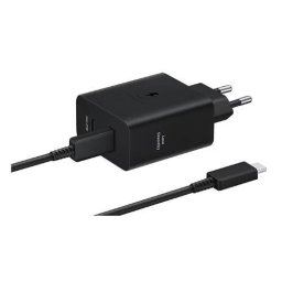 Incarcator Retea Samsung Super Fast Charger 50W Adaptor Duo USB Type-C Low Standby Cablu Type-C 5A Inclus Negru