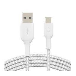 Cablu De Date\Incarcare Belkin USB-A to USB-C Braided 0.15M Alb