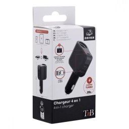 Incarcator Auto TnB 4in1 2x USB-A 1x USB-C Negru