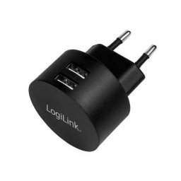 Incarcator Retea Logilink 220V Universal 2x USB-A Maxim 2.1A 10.5W sSuport OCP/OVP/OHP/SCP Negru