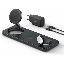 Incarcator Wireless Anker MagGo 3in1 Stand Pliabil Qi2 Pentru iPhone 15/14/13/12 AirPods Apple Watch Negru