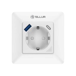 Priza de Perete Tellur WiFi Smart TLL331531 3600W 16A PD 20W USB 18W Monitorizare Consum Alb