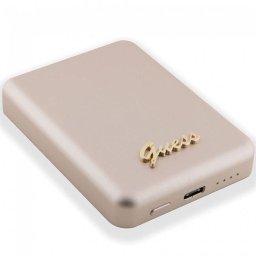 Acumulator Extern Guess Metal Script Logo MagSafe 3000 mAh 5W MagSafe Auriu