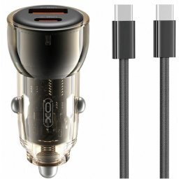 Incarcator Auto XO Design CC60 60W 3A 1x USB-A 1x USB-C cu Cablu USB-C Negru