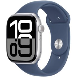 Smartwatch Apple Watch S10 Cellular 46mm Silver Aluminium Case with Denim Sport Band - M/L