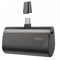 Acumulator Extern VEGER Mini Plug On W0556 1x UBS-C 5000mAh Negru