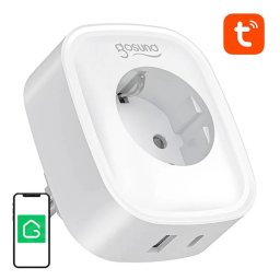 Priza Inteligenta Gosund SP6 16A Port USB-A si USB-C Conectare prin Wi-Fi si BT 20W Tuya Alb