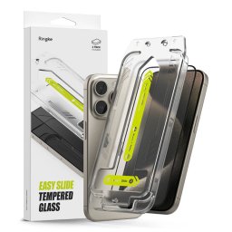 Folie protectie Ringke Sticla Securizata Full Glue Set 2 bucati Neagra Easy Slide pentru Apple iPhone 15 Pro