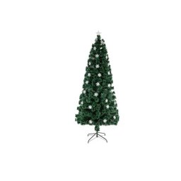 Brad De Craciun Artificial Generic Cu Fibra Optica Si Fulgi De Zapada 180Cm Lumineaza Multicolor