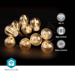 Instalatie Luminoasa Decorativa Nedis WIFILP01F10 Smart Wi-Fi Android / IOS 10 LED-uri Lumina Alba Calda 9M
