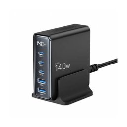 Incarcator TECH-PROTECT DC140W 140W 3A 2 x USB-A - 3 x USB-C Negru