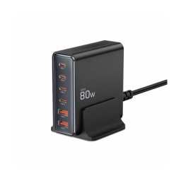 Incarcator TECH-PROTECT DC80W 80W 3A 2 x USB-A - 4 x USB-C Negru