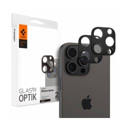 Folie Protectie Spigen Camera spate Optik pentru Apple iPhone 15 Pro Max / 15 Pro Sticla Securizata Full Glue Set 2 bucati