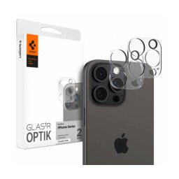 Folie Protectie Spigen Camera spate Optik Apple iPhone 15 Pro Max / 15 Pro Sticla Securizata Full Glue Set 2 bucati