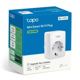 Mini Priza Inteligenta TP-Link Tapo P100M Certificare Matter 1x Schuko Conectare prin Schuko (T) 10A Bluetooth Wi-Fi Alb