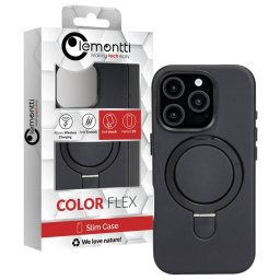 Husa Lemontti Piele MagSafe cu inel stand pentru iPhone 15 Pro Max Negru
