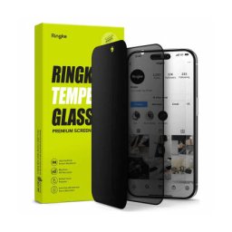 Folie de Protectie Ecran Ringke Privacy pentru Apple iPhone 15 Pro Max Sticla Securizata Full Glue Negru