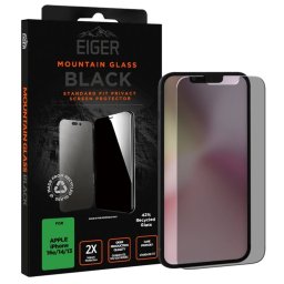 Folie protectie Eiger Sticla Mountain Glass Privacy pentru iPhone 16e / iPhone 14 / iPhone 13 / iPhone 13 Pro Negru