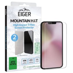Folie protectie Eiger Clear Triflex H.I.T pentru iPhone 16e / iPhone 14 / iPhone 13 / iPhone 13 Pro pachet de 2 buc