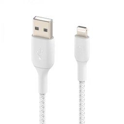Cablu Date Belkin Boost Charge Lightning TO USB-A Braided 0.15m Alb