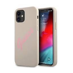 Husa De Protectie Guess Vintage Pink Script Pentru Apple iPhone 12 Mini Gri